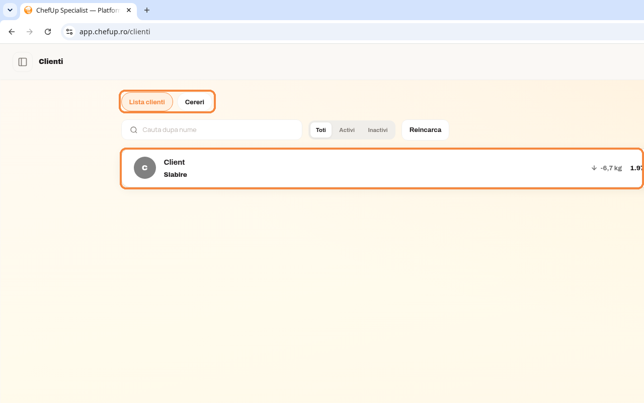 Lista de clienti