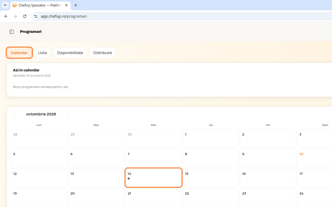 Calendarul programarilor