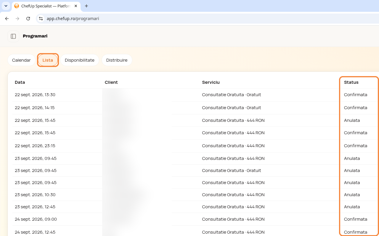 Lista programarilor